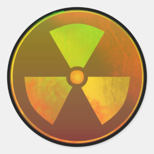 Sticker Rond Symbole nucléaire radioactif fissuré
