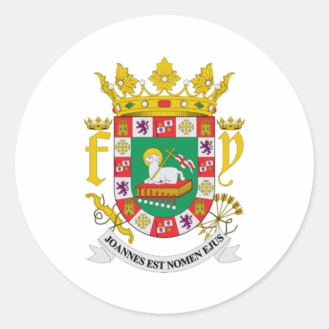 Sticker Rond SYMBOLE OFFICIEL Porto Rico D'ARBRES HÉLAÏQUE (Devant)