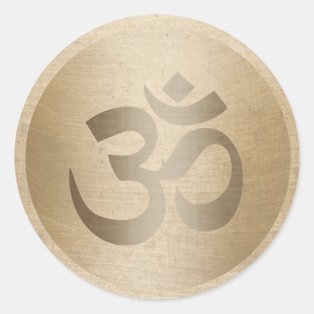 Sticker Rond Symbole Om du cercle or de l'instructeur de yoga (Devant)