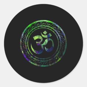 Sticker Rond Symbole Om Ohm Aum Bouddhisme Yoga Sanskrit _1