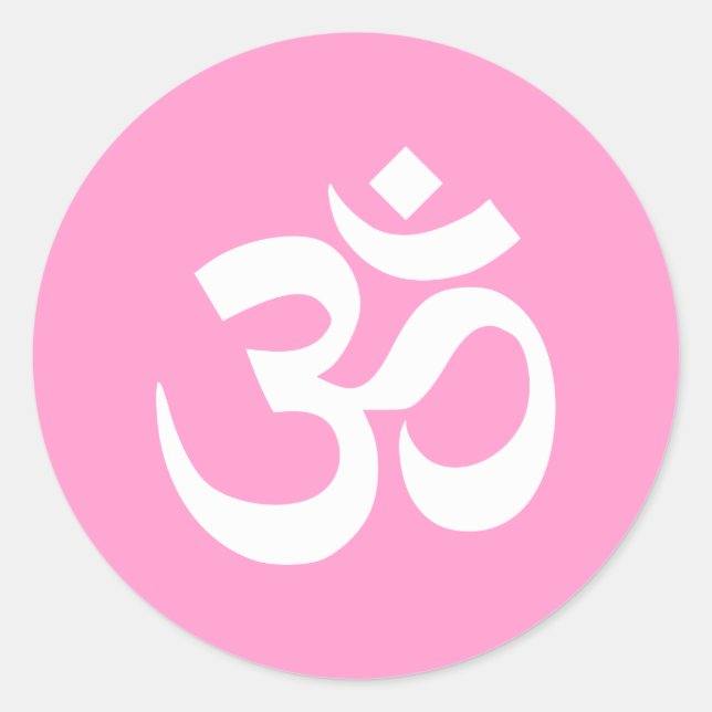 Sticker Rond Symbole Om rose et blanc (Devant)