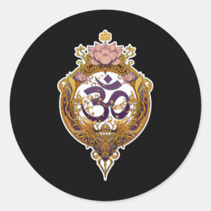 Sticker Rond Symbole Om Spiritualité Zen Paix Yoga Méditation 