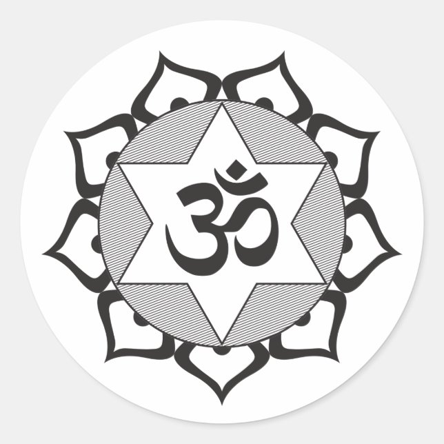 Sticker Rond Symbole original noir Yoga OM (Devant)