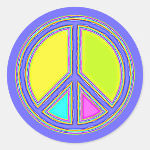 Sticker Rond Symbole PAIX avec des couleurs remplies
