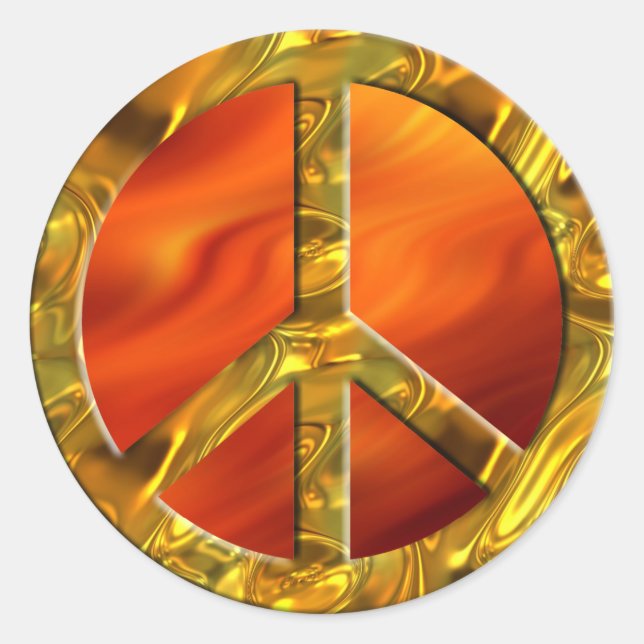 Sticker Rond Symbole PAIX - OR | feu rouge (Devant)