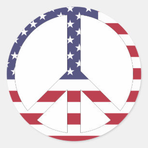 Sticker Rond SYMBOLE Patriotique USA Drapeau Étoiles Et Bandes