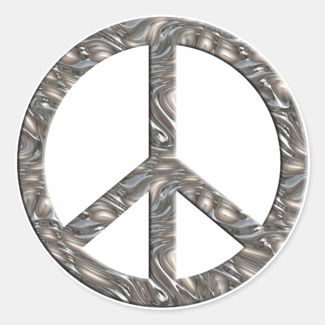 Sticker Rond Symbole PEACE - ARGENT (Devant)