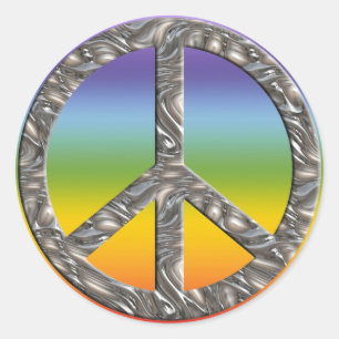 Sticker Rond Symbole PEACE - ARGENT   couleur chakren