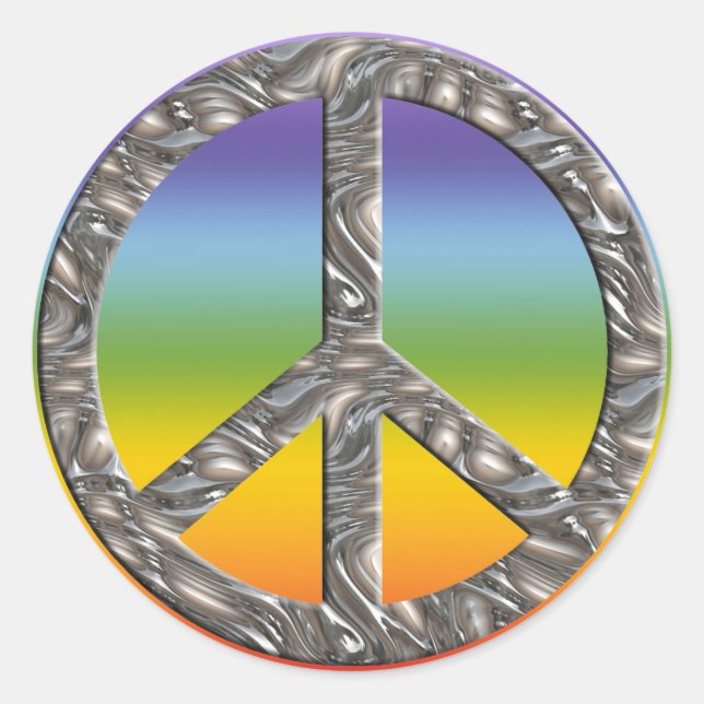 Sticker Rond Symbole PEACE - ARGENT | couleur chakren (Devant)