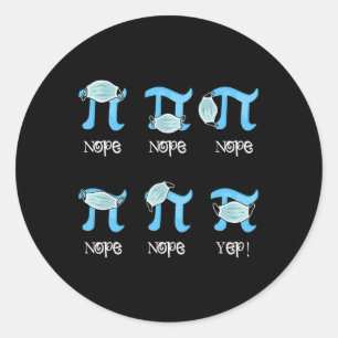 Sticker Rond Symbole Pi Day Funny Pi Porter un masque Étudiants