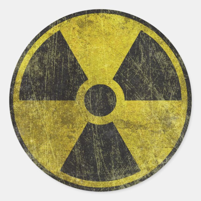 Sticker Rond Symbole radioactif Grunge (Devant)