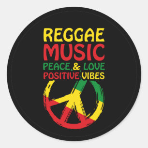 Sticker Rond Symbole Reggae et Paix avec citations positives