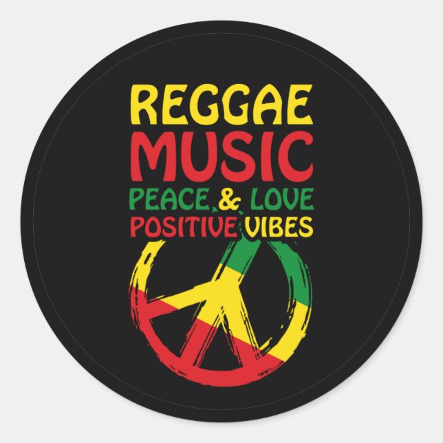 Sticker Rond Symbole Reggae et Paix avec citations positives (Devant)