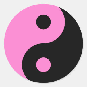Sticker Rond Symbole rose de Yin Yang
