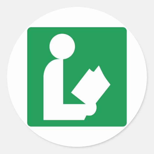 Sticker Rond Symbole routier de la bibliothèque (Devant)