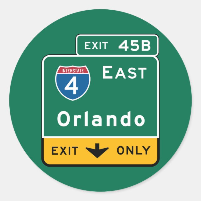 Sticker Rond SYMBOLE ROUTIER D'Orlando, FL (Devant)
