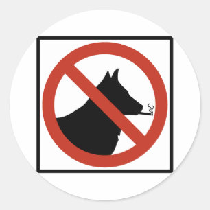 Sticker Rond Symbole routier interdit aux chiens fumeurs