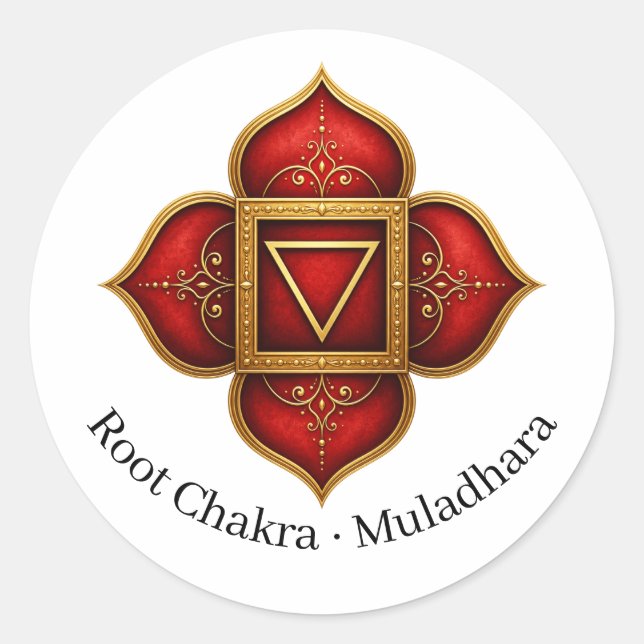 Sticker Rond Symbole sacré du chakra racine Muladhara (Devant)