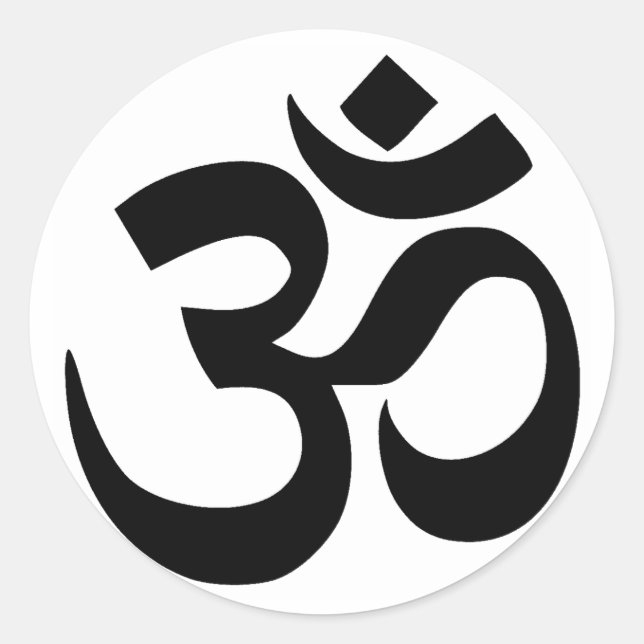 Sticker Rond Symbole sacré Om écriture script sanskrit (Devant)