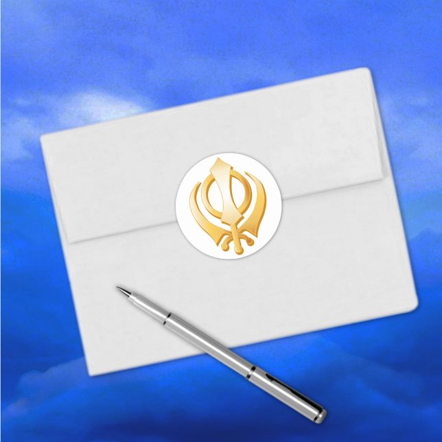 Sticker Rond Symbole sikh (Sikh Sticker, Gold Khanda, symbol of the Sikh religion. )