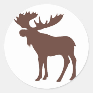 Sticker Rond Symbole simple de l'orignal brun