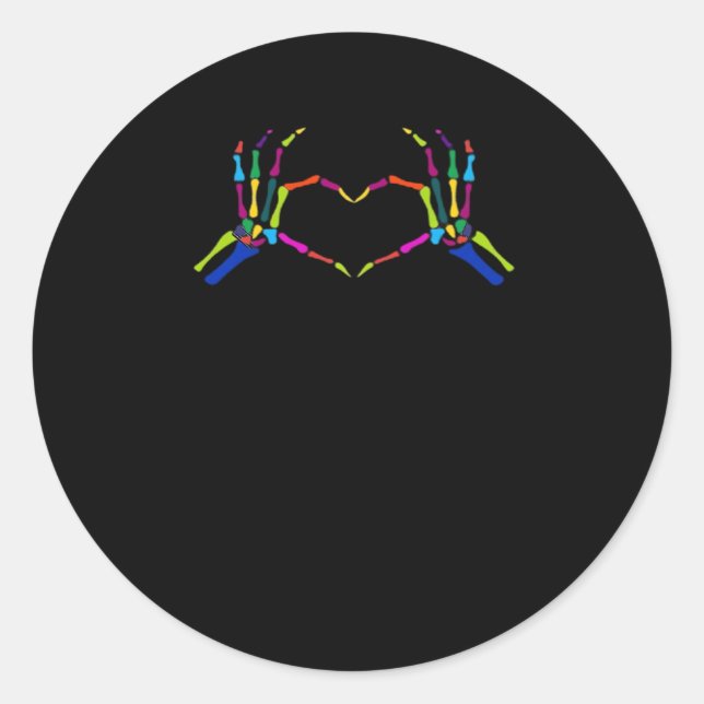 Sticker Rond Symbole squelette mignon Halloween classique color (Devant)