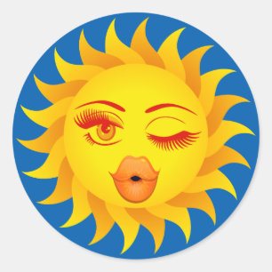 Sticker Rond Symbole Sun emoji
