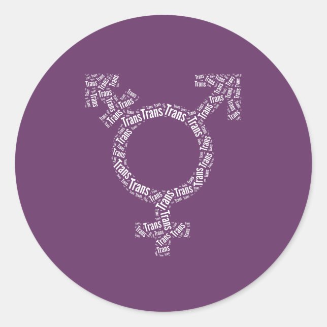 STICKER ROND SYMBOLE TRANS MOTIF BLANC (Devant)