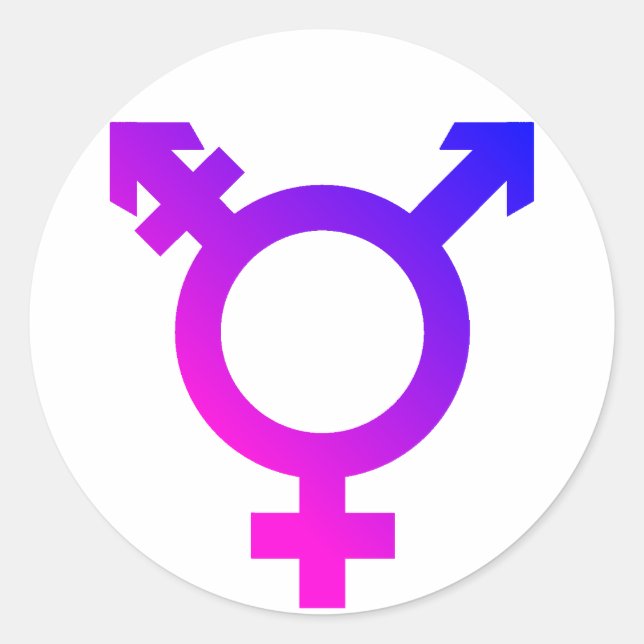 Sticker Rond Symbole trans* rose/bleu (Devant)