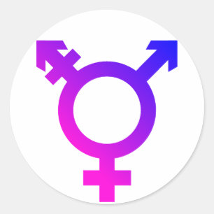 Sticker Rond Symbole trans* rose/bleu