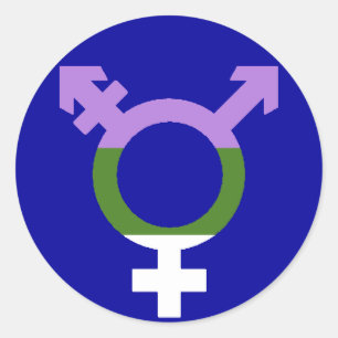 Sticker Rond Symbole transversal de l'indicateur Genderqueer