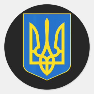 Sticker Rond Symbole ukrainien Tryzub Patriotique Slava Ukraini