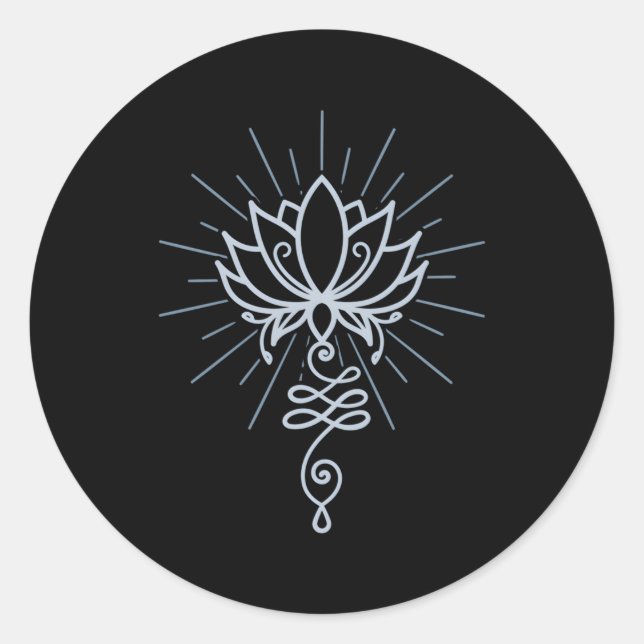 Sticker Rond Symbole Unalome Lotus Fleur Fitness (Devant)