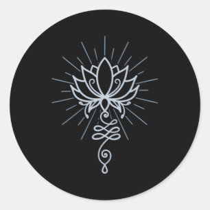 Sticker Rond Symbole Unalome Lotus Fleur Fitness