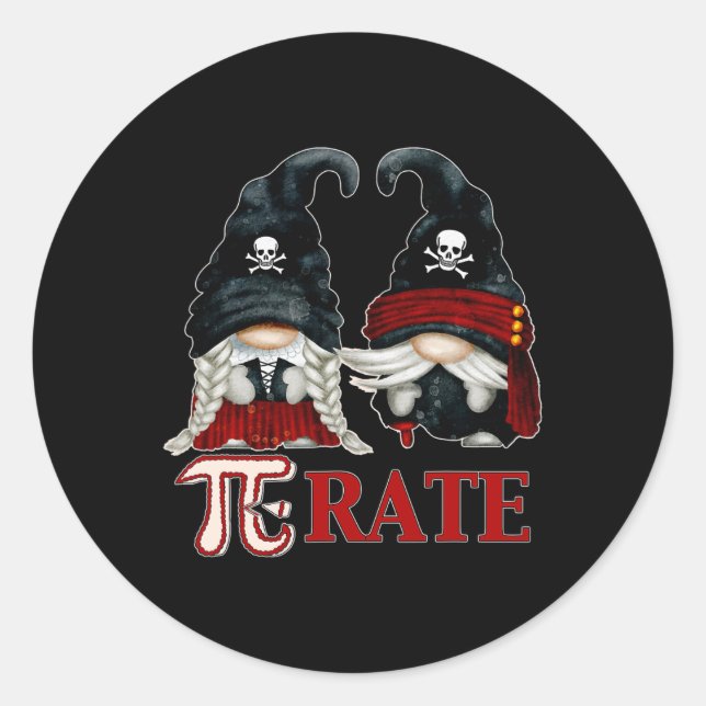 Sticker Rond Symbole unique Pirate Gnome Et Funny Pi Day pour M (Devant)