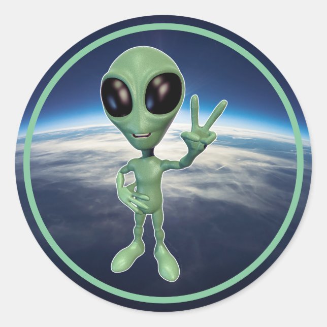 Sticker Rond SYMBOLE VERT Alien Peace V (Devant)