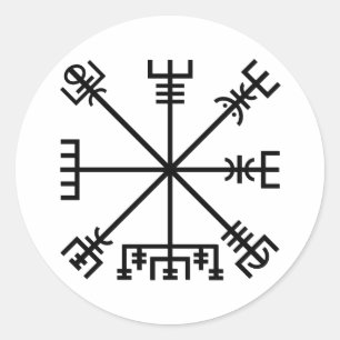 Sticker Rond Symbole Viking Vegvisir