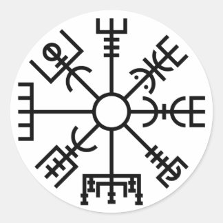 Sticker Rond Symbole viking vegvisir Norse Shield Odin