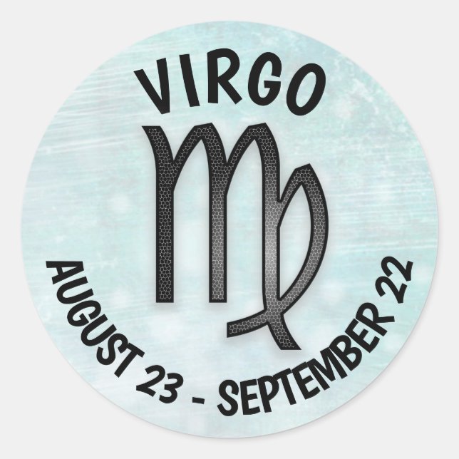 Sticker Rond Symbole Virgo turquoise et Black Horoscope (Devant)