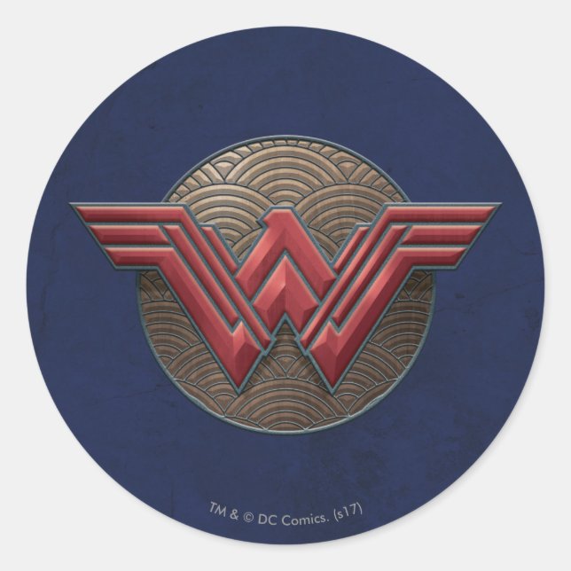 Sticker Rond Symbole Wonder Woman sur les cercles concentrés (Devant)