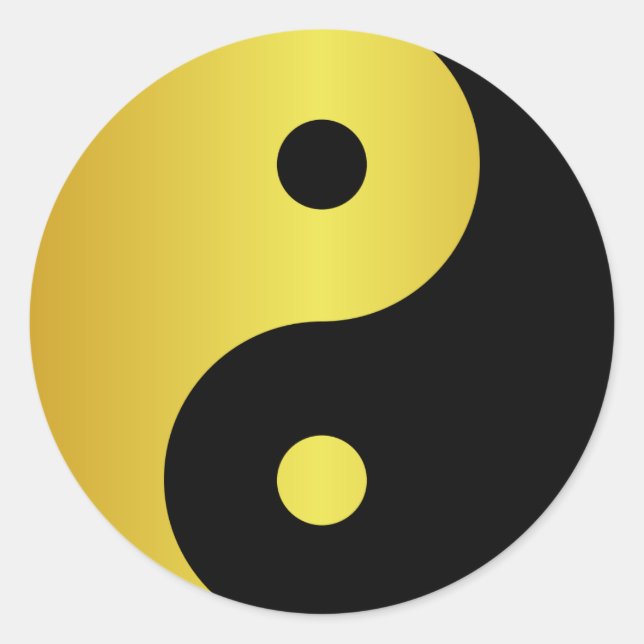 Sticker Rond Symbole Yin et Yang | Gold asian philosophie zen (Devant)