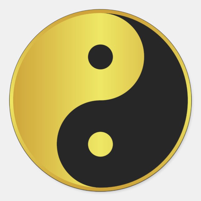 Sticker Rond Symbole Yin et Yang | Gold asian philosophie zen (Devant)