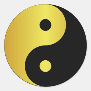 Sticker Rond Symbole Yin et Yang   Gold asian philosophie zen