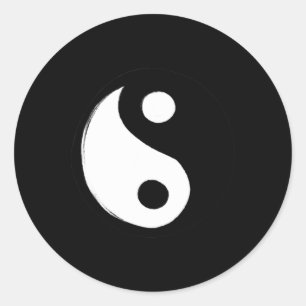 Sticker Rond Symbole Yin Yang Design Rétro 90 Fun Yin Et Yang