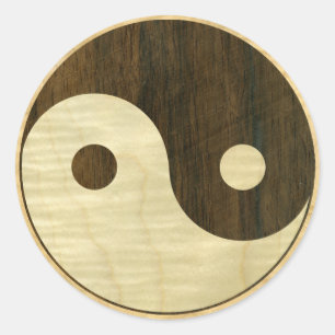 Sticker Rond SYMBOLE YIN Yang EN BOIS