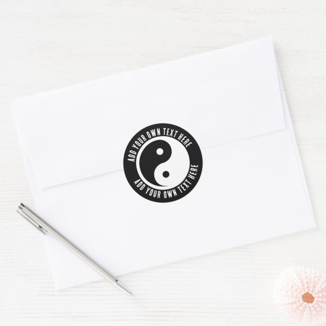 Sticker Rond Symbole Yin Yang - tatouage solide design 2 (Enveloppe)