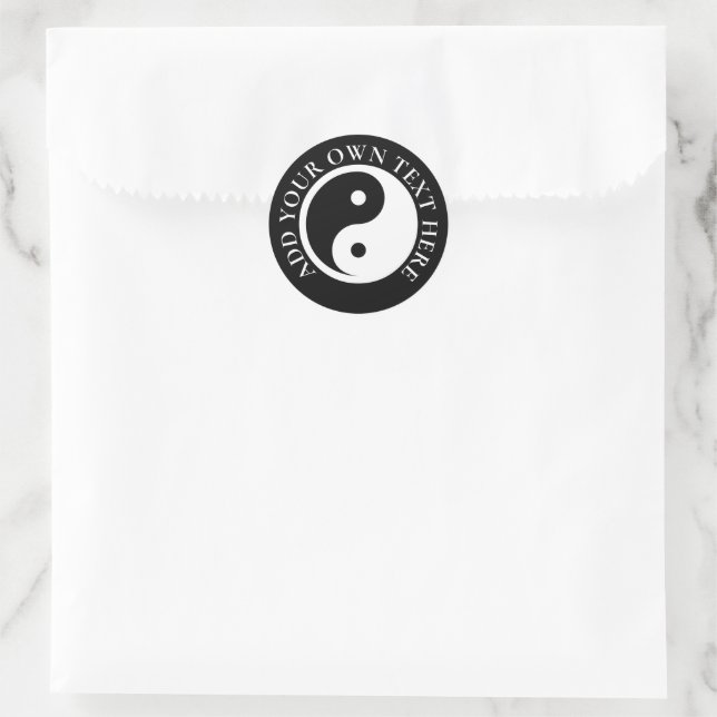 Sticker Rond Symbole Yin Yang - tatouage solide design 2 (Sac)
