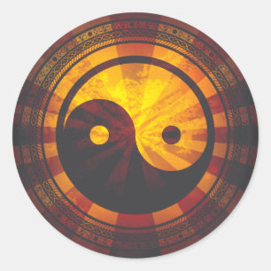 Sticker Rond Symbole Yin Yang vintage