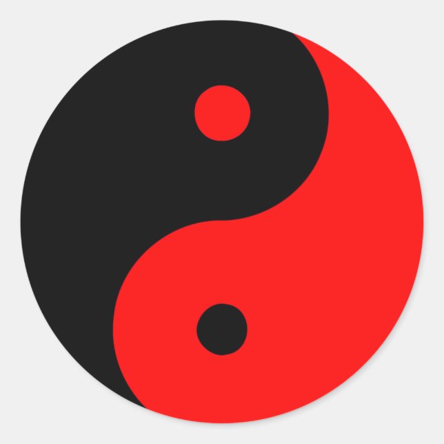 Sticker Rond SYMBOLE YIN Yang Ying Taoism Taijitu chinois Rouge (Devant)