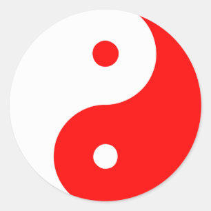 Sticker Rond SYMBOLE YIN Yang Ying Taoism Taijitu chinois Rouge